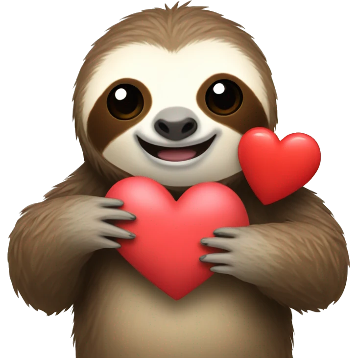 Sloth holding heart emoji
