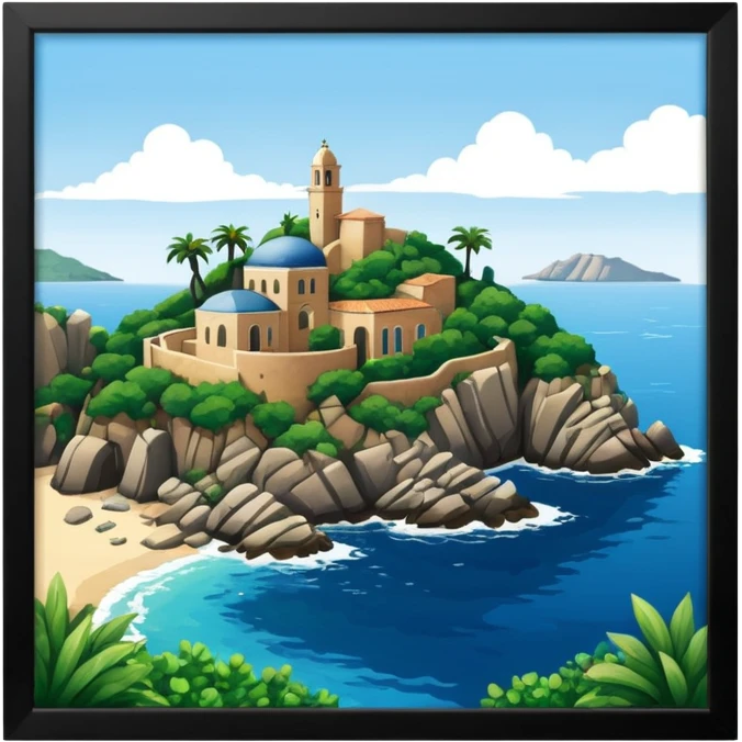 a mediterranean island seen from the sea emoji