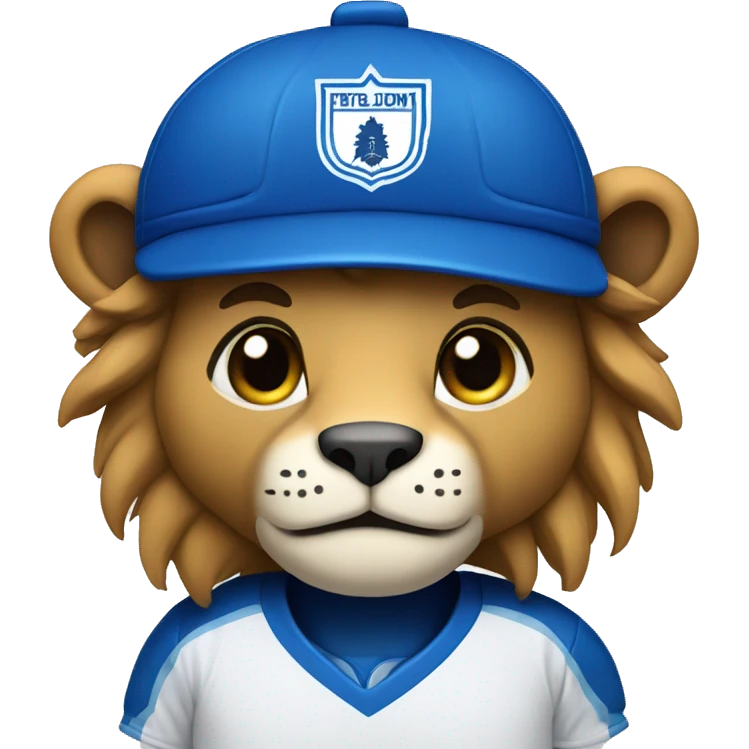 A lion in a hockey uniform in white and blue emoji