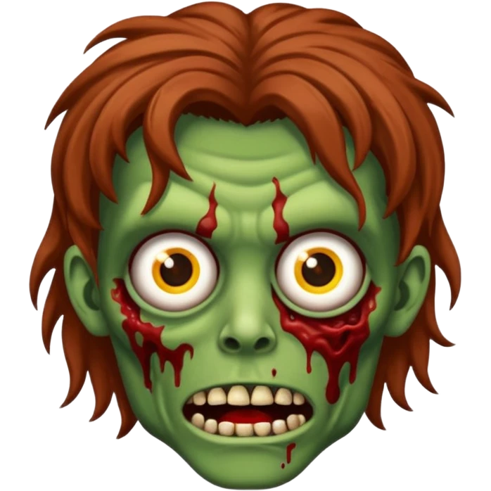 zombie com cabelo ondulado longo marrom e sem franja fofa emoji
