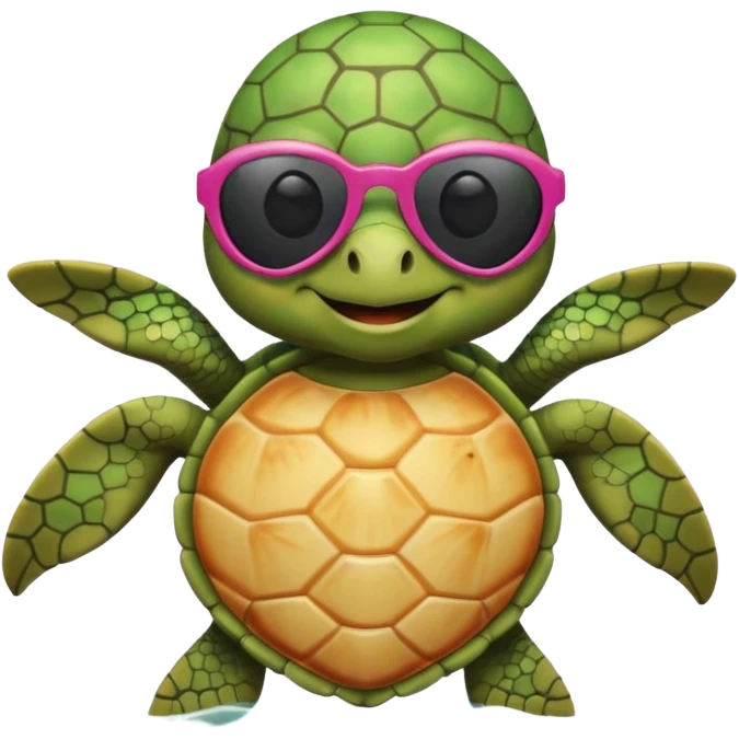 See Turtle wearing  swimsuit and sun glasses in love emoji