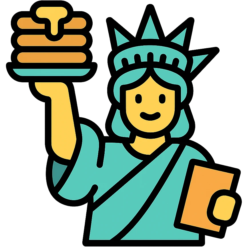 Statue of Liberty holding a stack of pancakes icon emoji