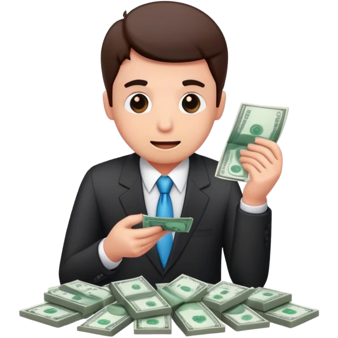 business man counting money bills emoji