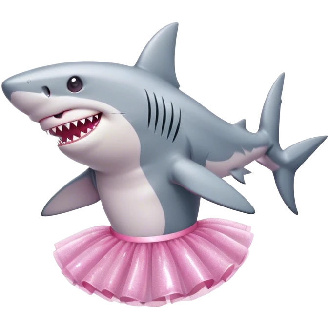 Shark with pink sparkly tutu emoji