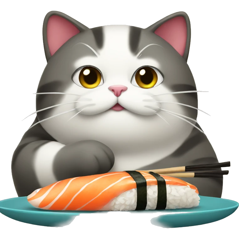 Fat cat with sushi emoji