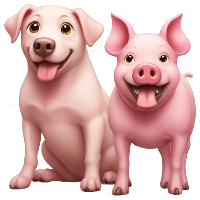 A dog and a Pig together emoji