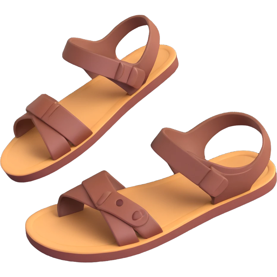one brown sandal with a strap, simple and expressive emoji