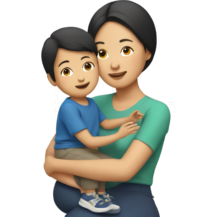 Asian mam and kid emoji