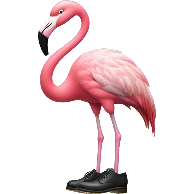 Flamingo wearing tap shoes emoji