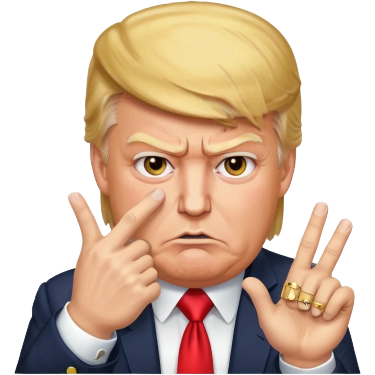 donald trump is angry. and he shows cross with hand emoji