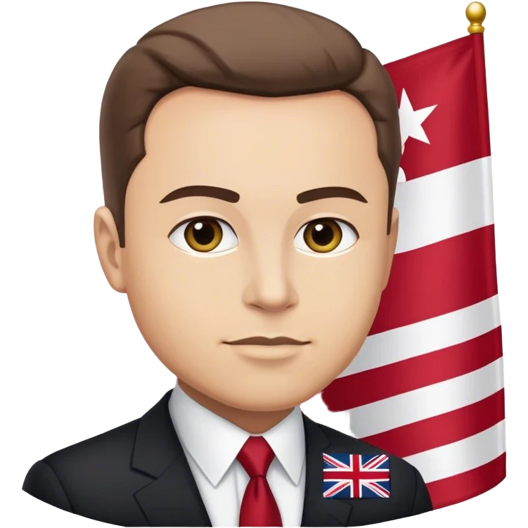 president Elon Amisk with flag in the background  emoji