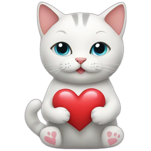 cat holding a heart emoji