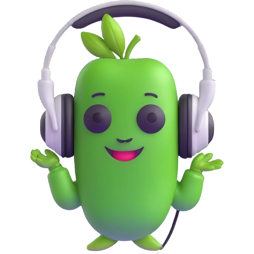green pea wearing headphones emoji