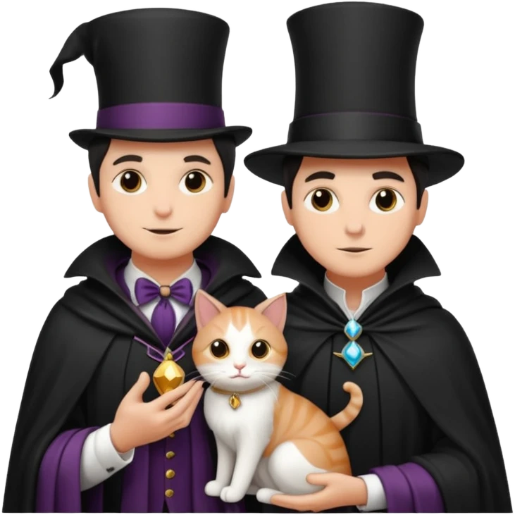 magician couple and their pet cat emoji