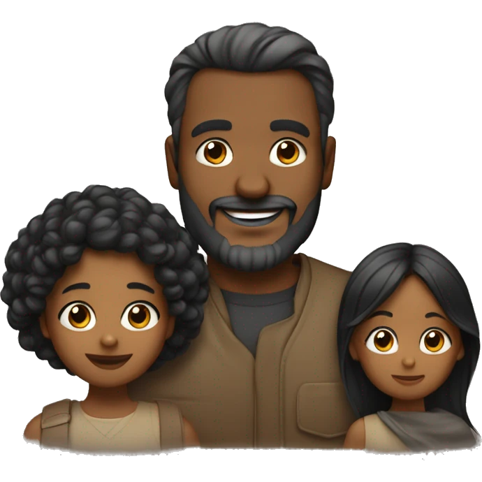 padre sin barba con cabello e hija cabello negro lacio y largo emoji