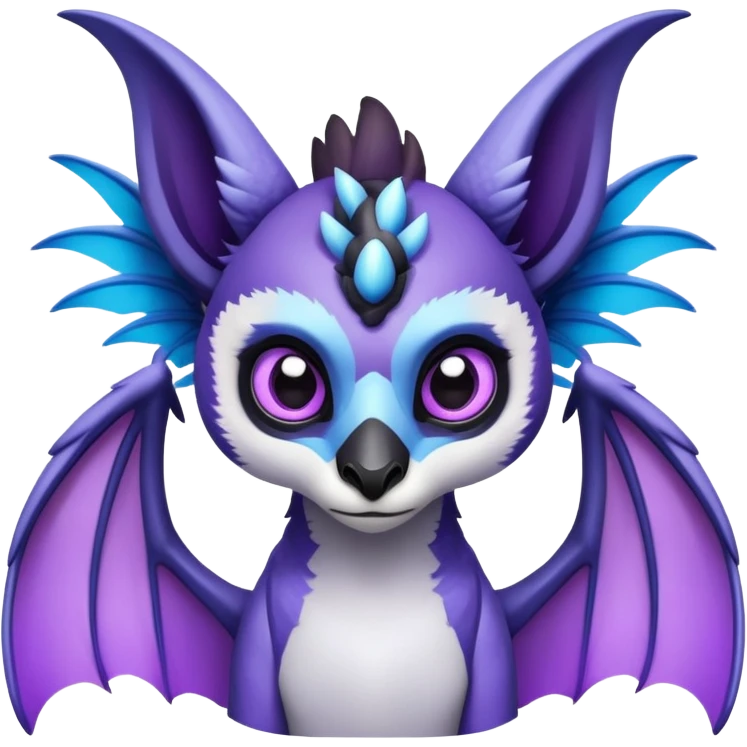 Lemur dragon hybrid face forward with wongs purple and blue emoji