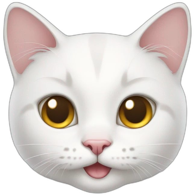 A white cat skinny with cute smile emoji