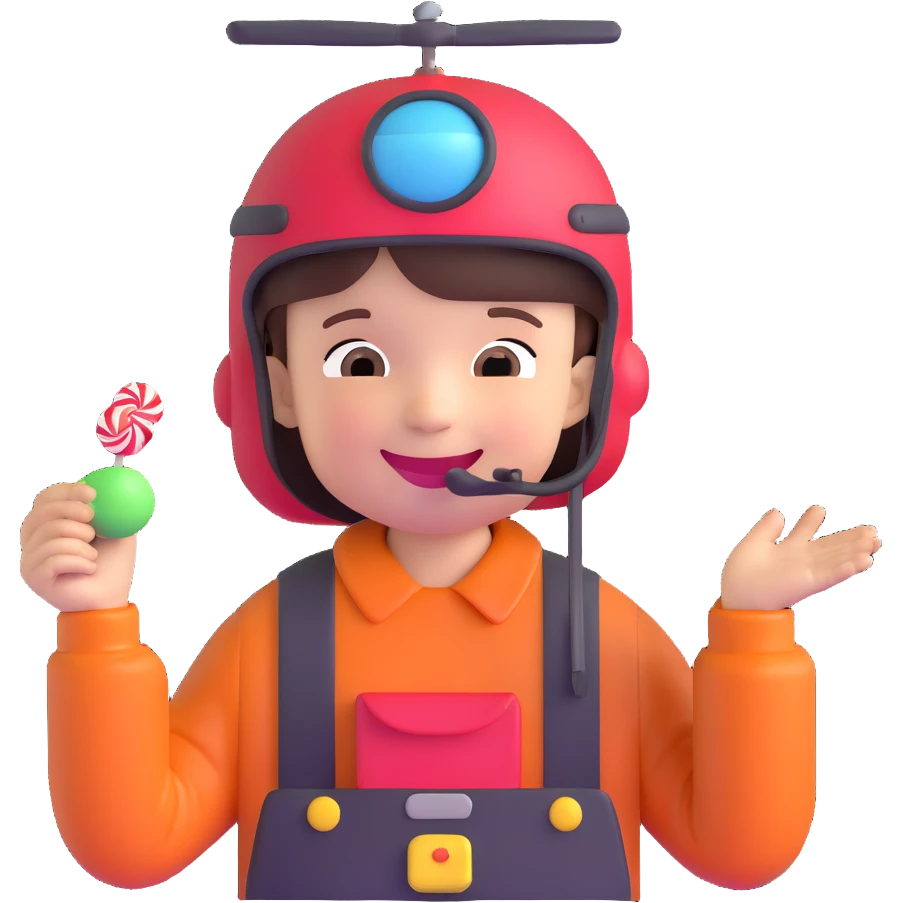 happy kid with helicopter hat eating candy emoji