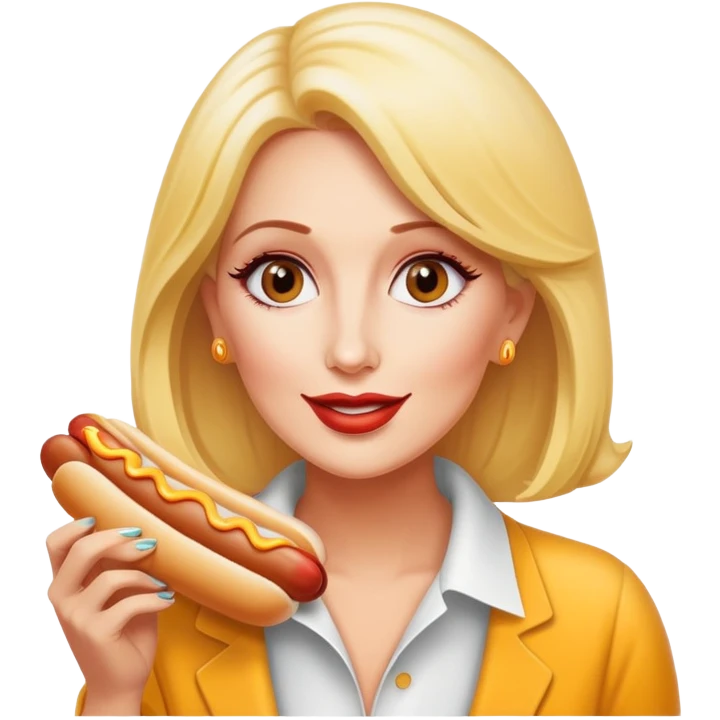 Margaret Joseph's eating a cheese hot dog  emoji