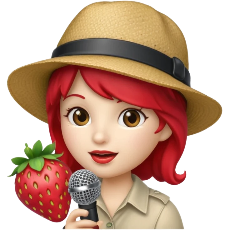 strawberry be hand the mic with hat emoji