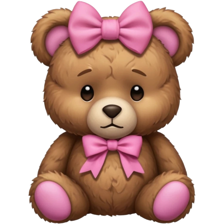 Sad Sleepy teddy bear wearing pink bow emoji