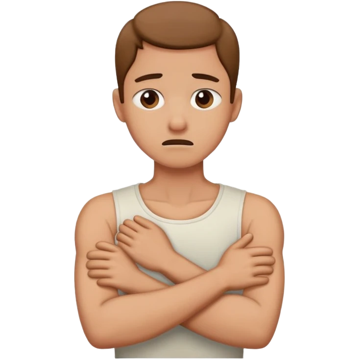 Chocking yourself with your arms crossed around your neck emoji