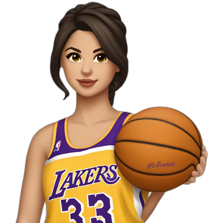 selena gomez with yellow lakers jersey emoji