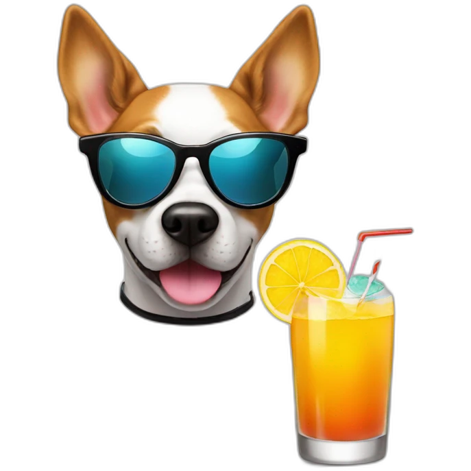 Dog in sunglasses with the glass of coctail emoji