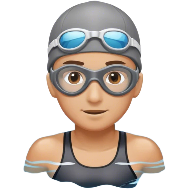 swimmer swimming in a cap, jumpsuit and gray goggles emoji