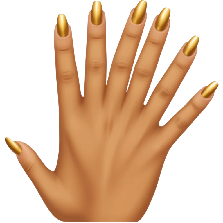 Tan skin hand with really short gold nails emoji