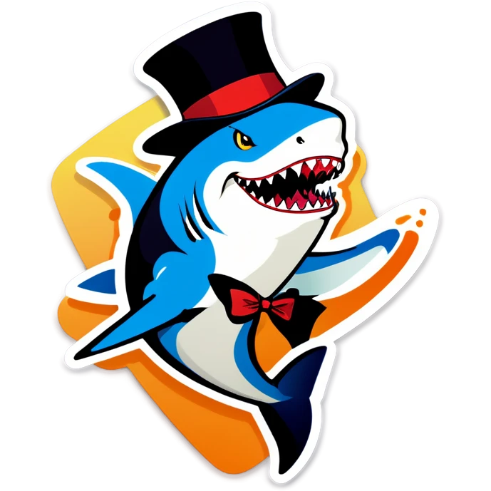 Shark with a top hat emoji
