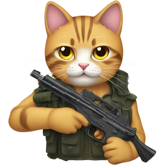 Cat with gun anime emoji