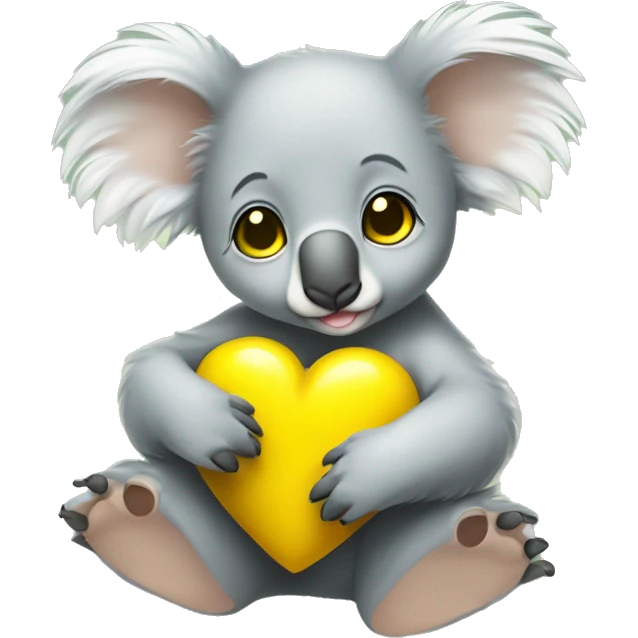 Baby koala with yellow heart in its paws emoji