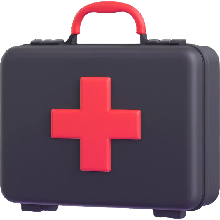 First aid kit with a red cross emoji