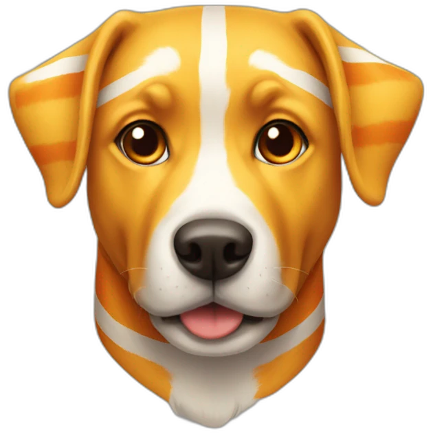 yellow and orange striped dog only face emoji