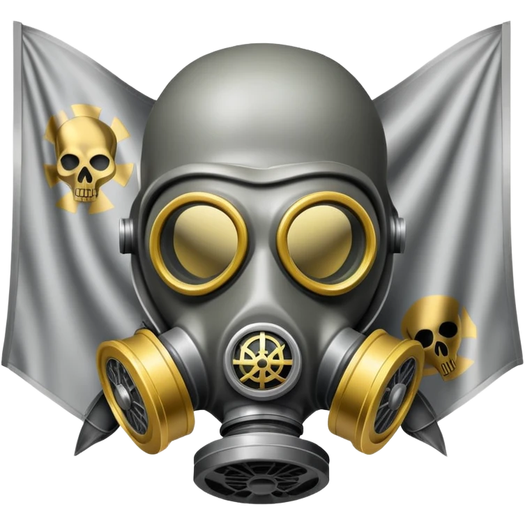 Un drapeau Avec un masque gaz Avec des têtes de mort Avec un fond Argent Or  emoji