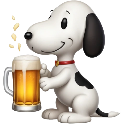 Snoopy drinking a beer emoji