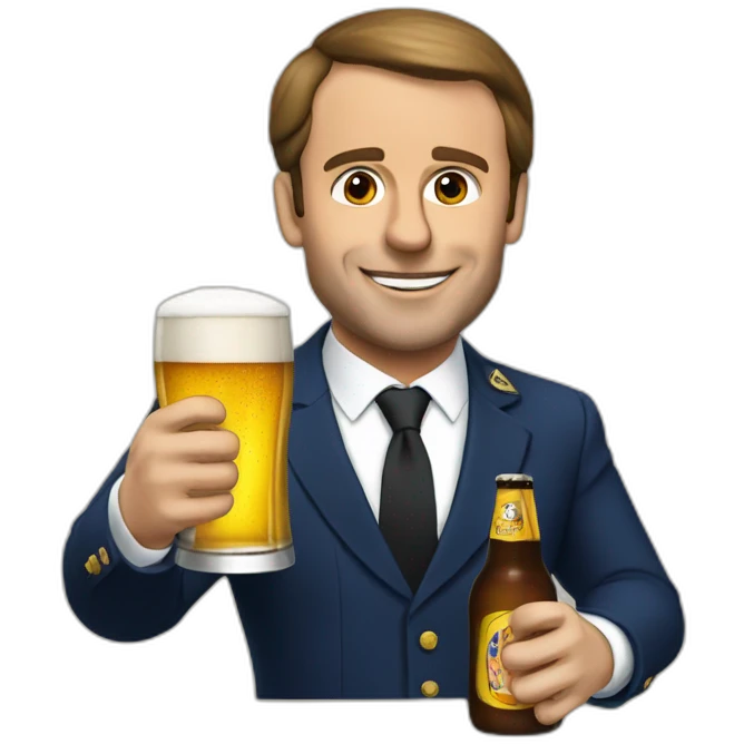 Macron drink a beer emoji