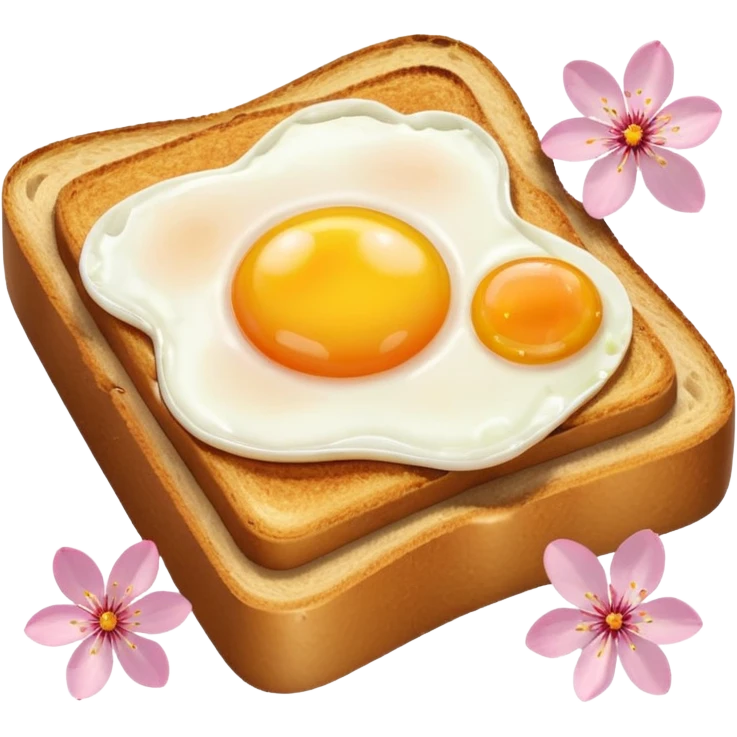 Make toast and egg and cherry blossem on it emoji
