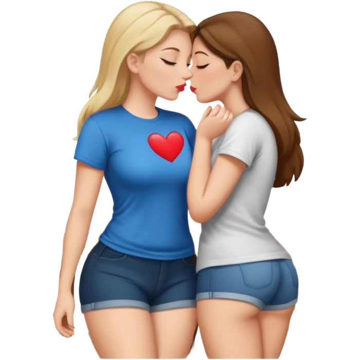 a girl, big butt, white, on her porch, having sex with another girl, no pants, kissing emoji