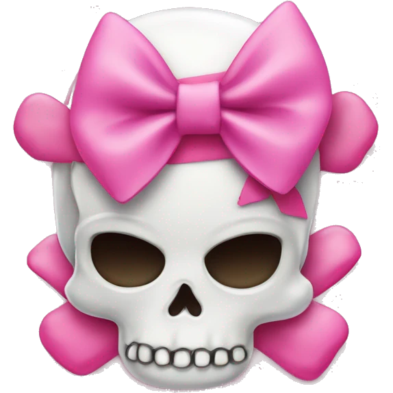 Pink Girly Skull and crossbones with pink bow  emoji