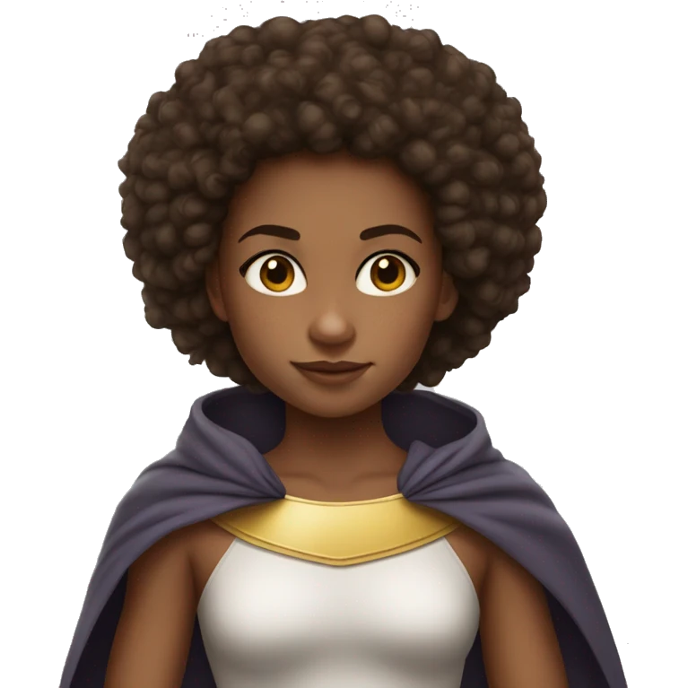 superhero, child, girl, long afro brown hair, brown eyes, Hispanic, freckles   emoji