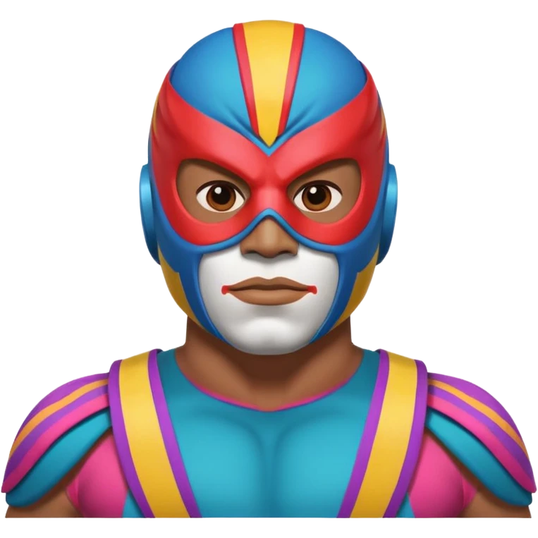 Mexican wrestler portrait, head and shoulders only, colorful luchador mask, muscular collar, confident expression, 3D cartoon, mobile game icon style, clean background, no text, no watermark
 emoji
