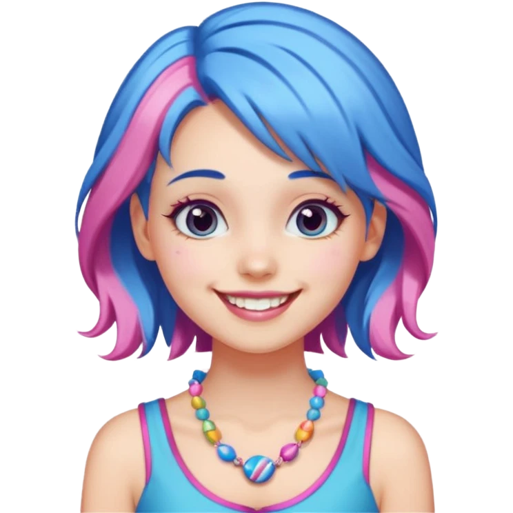 candy girl from candyland blue pink mixed hair emoji