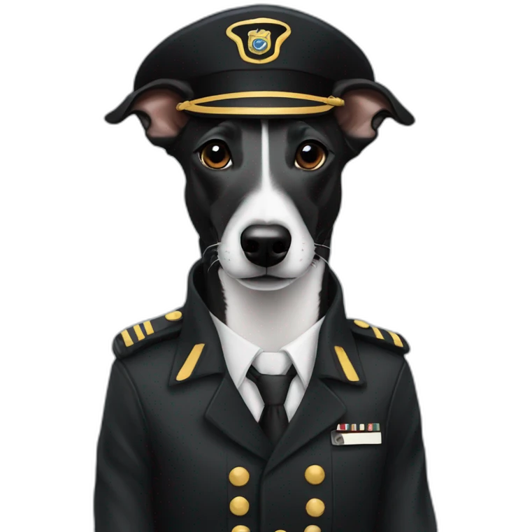 all black whippet dressed as pilot emoji