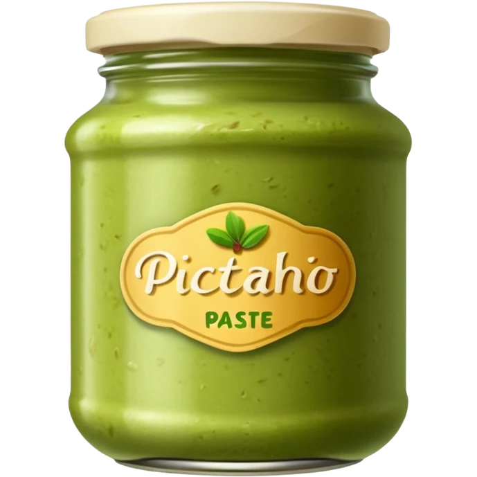 A jar of creamy pistachio paste without a lid emoji