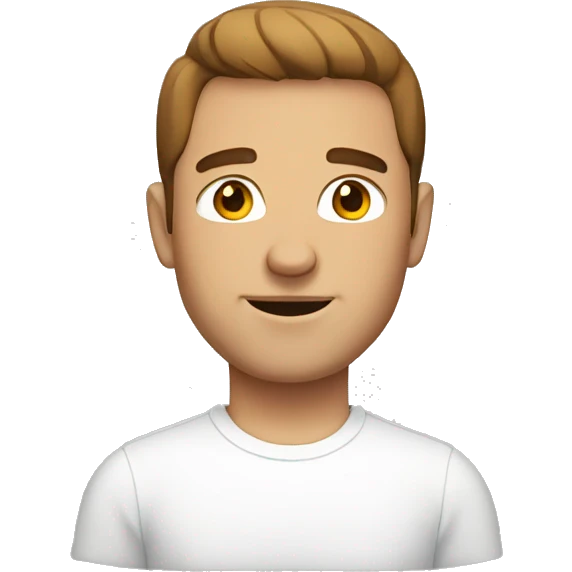 White Man with brown hair and white tshirt emoji