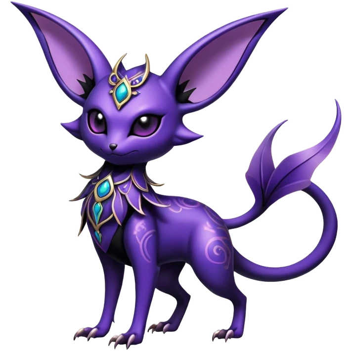 Shiny Exotic Badass Mysterious Gothic Noibat-Espeon-Pokémon-Fakémon-hybrid-creature (full body) emoji