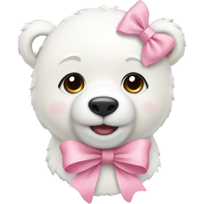 White bear with baby pink bow emoji