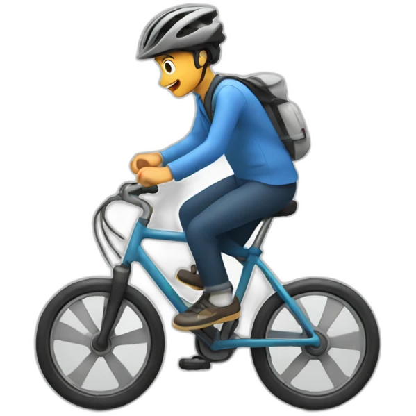 person using computer while riding a bicycle emoji